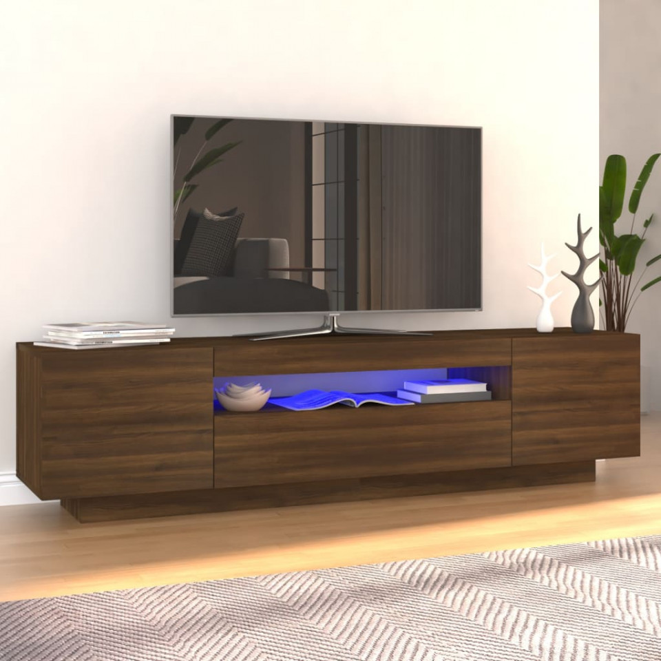 Poza Comoda TV cu lumini LED, stejar maro, 160x35x40 cm