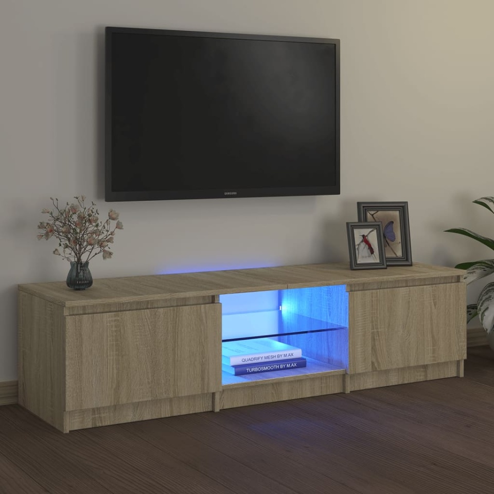 Comodă TV cu lumini LED, stejar sonoma, 140x40x35,5 cm