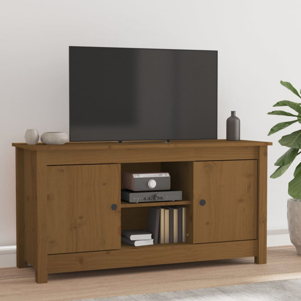 Poza Comoda TV, maro miere, 103x36,5x52 cm, lemn masiv de pin