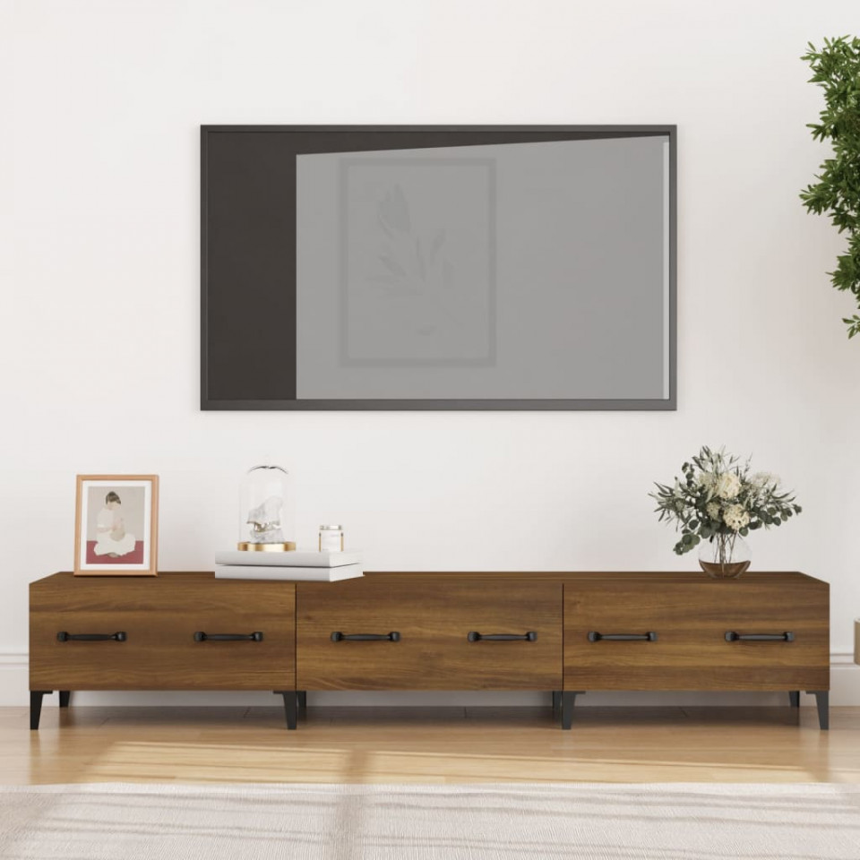 Poza Comoda TV, stejar maro, 150x34,5x30 cm, lemn prelucrat