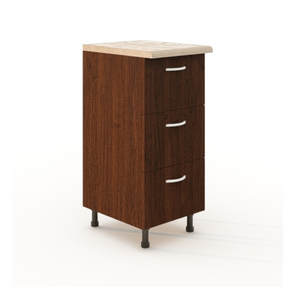 Corp inferior cu 3 sertare L40XH90X50A CM, Culoare Wenge