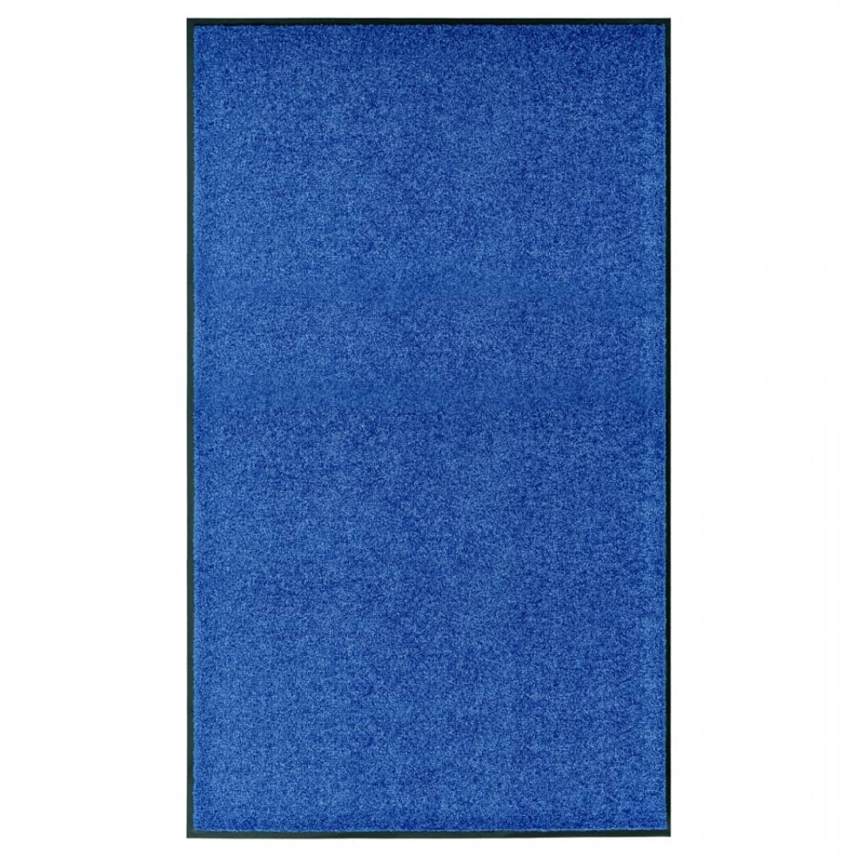 Covoraș de ușă lavabil albastru 90×150 cm 90x150