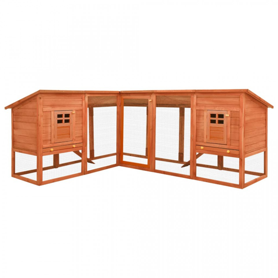 Cușcă de iepuri exterior, spațiu de joacă, maro, lemn de brad Accesorii