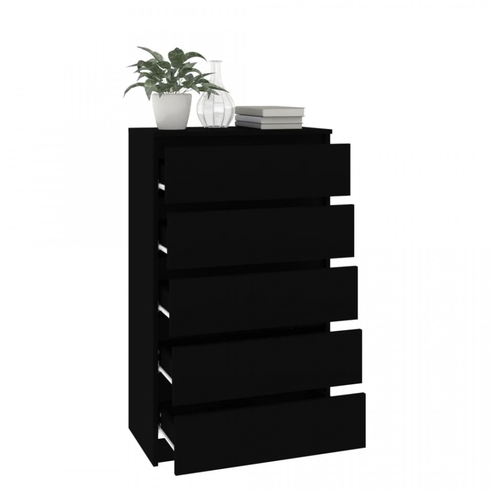 Dulap cu sertar, negru, 60x36x103 cm, lemn prelucrat