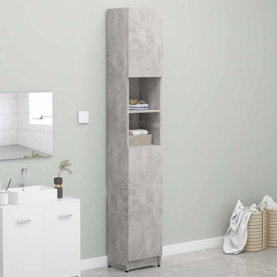 Dulap de baie, gri beton, 32 x 25,5 x 190 cm, PAL 190