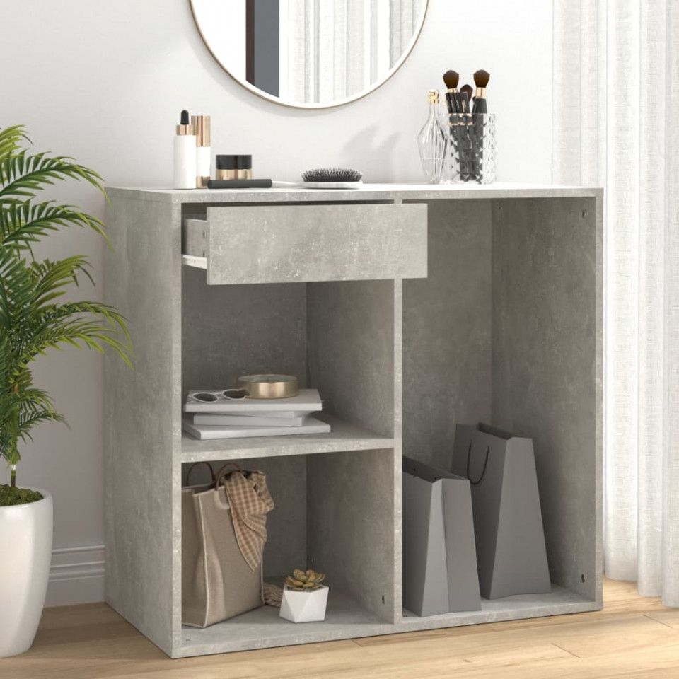 Dulap de cosmetice, gri beton, 80x40x75 cm, lemn prelucrat