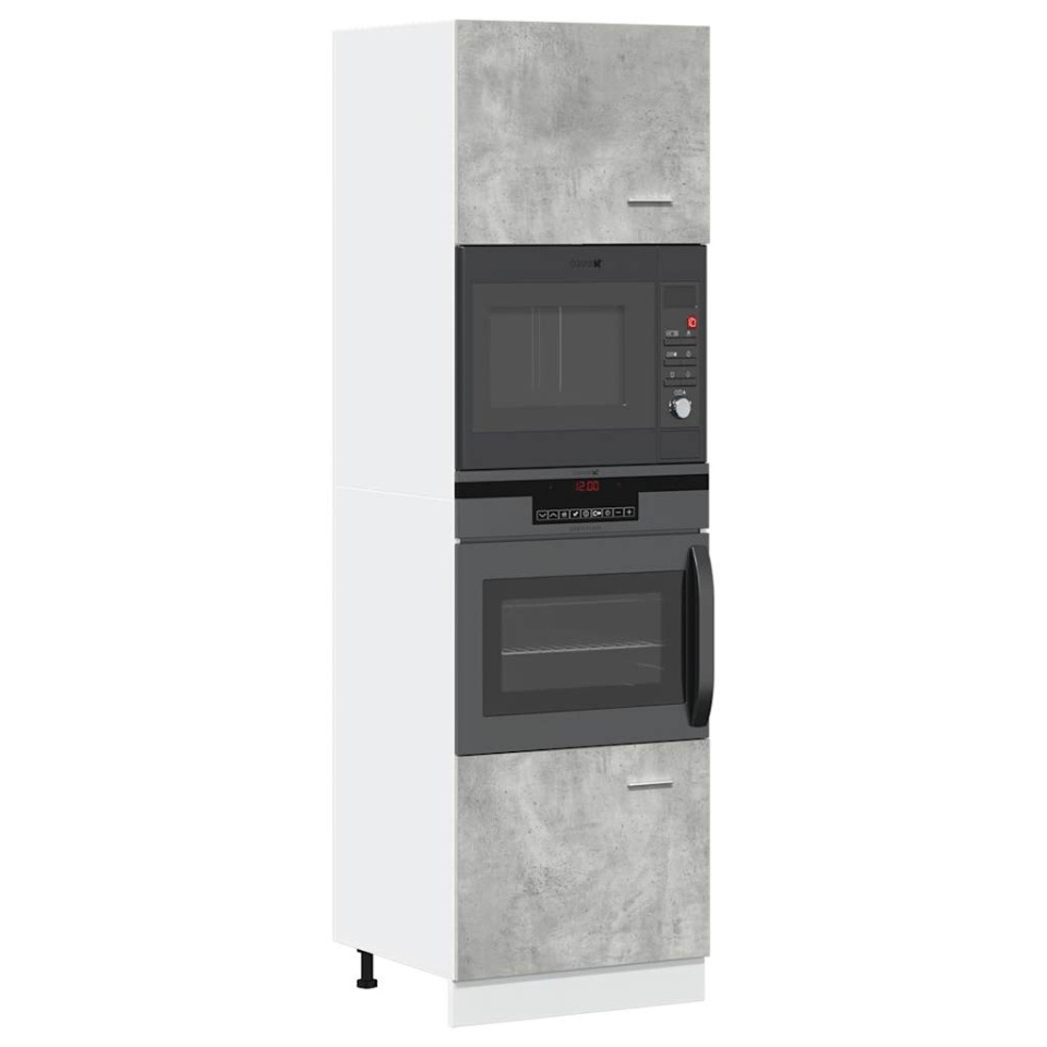 Dulap de cuptor cu microunde, gri beton, 60 x 57 x 207 cm, PAL