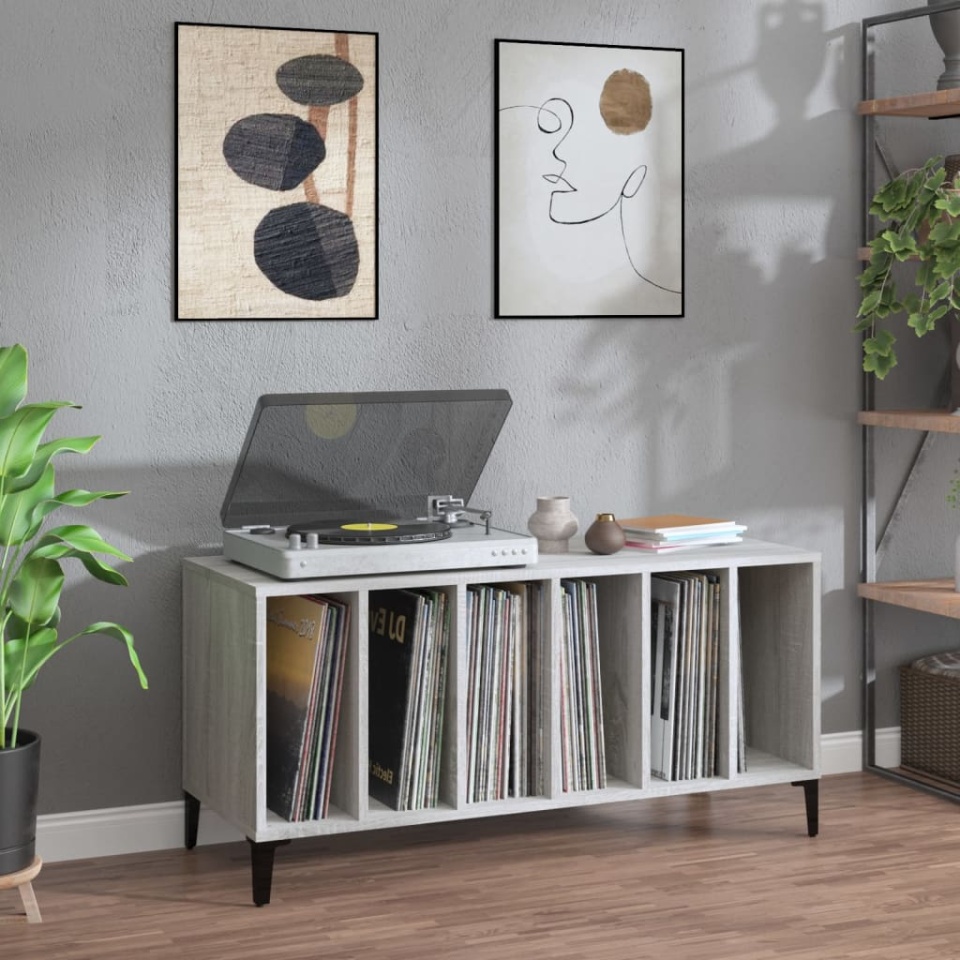 Dulap pentru discuri gri sonoma, 100x38x48 cm, lemn prelucrat