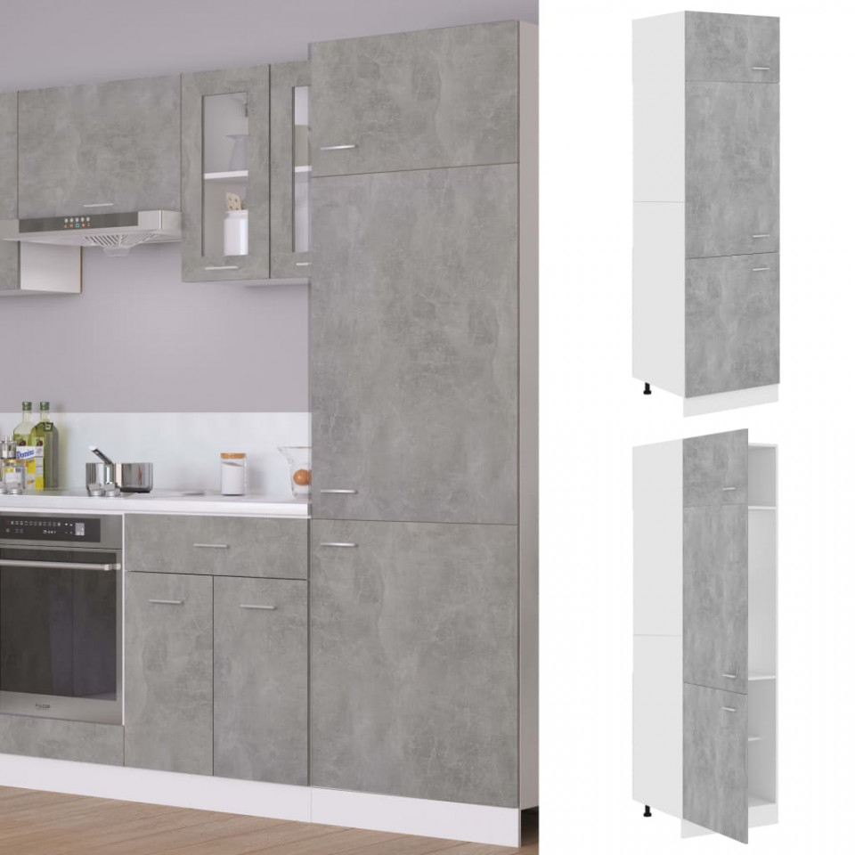 Dulap pentru frigider, gri beton, 60 x 57 x 207 cm, pal