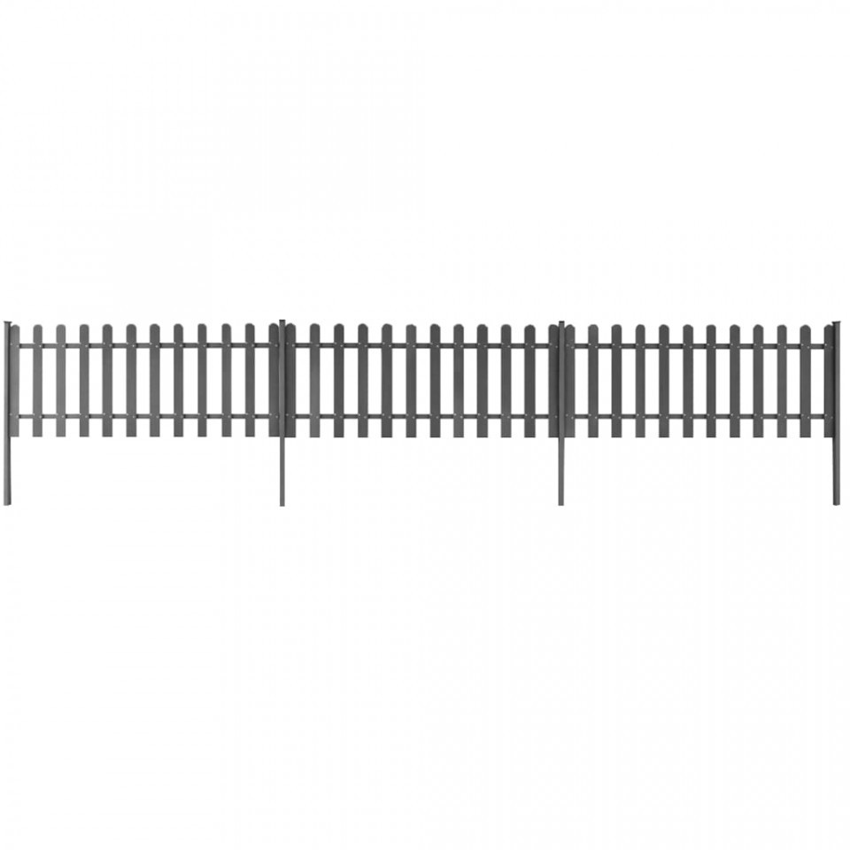 Gard din șipci cu stâlpi, 3 buc., 600 x 60 cm, WPC 600