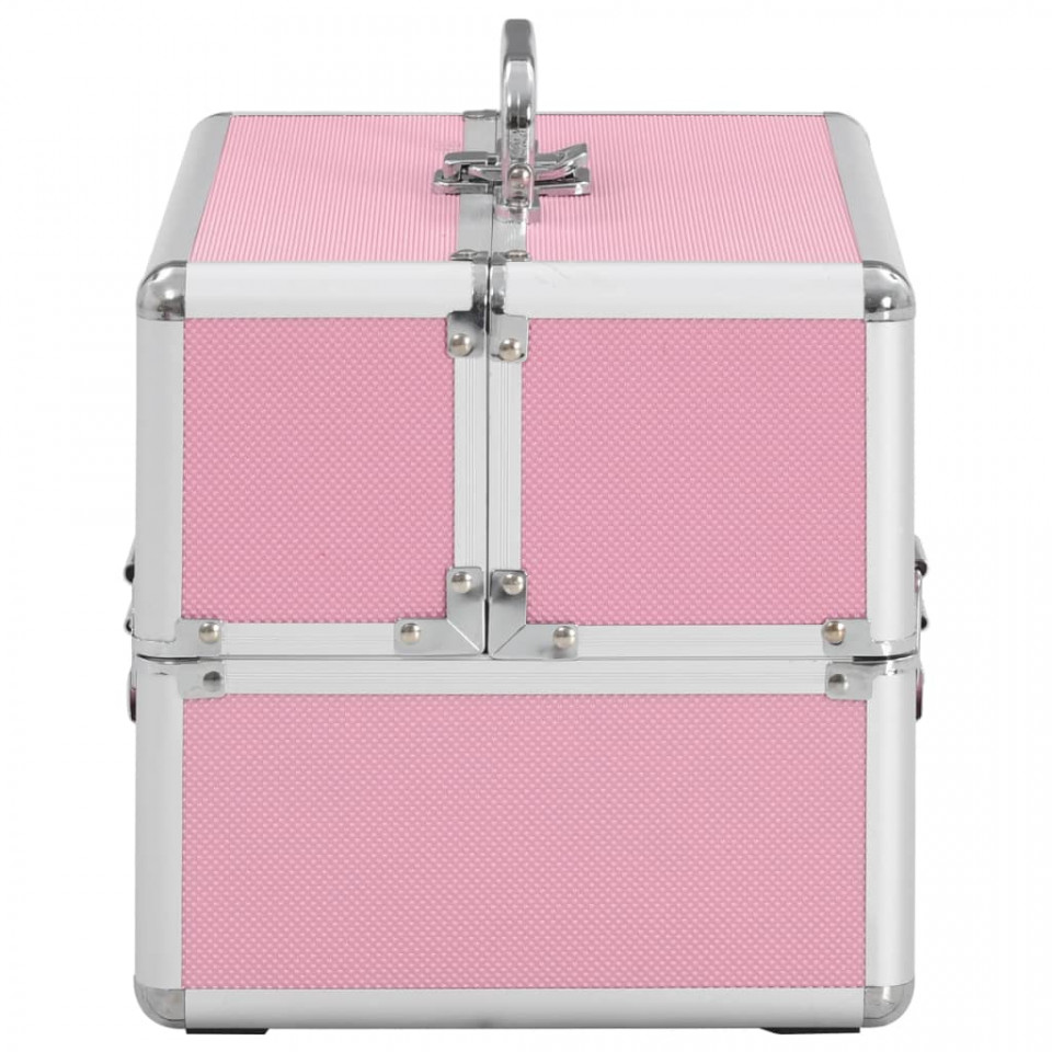 Geantă de cosmetice, roz, 22 x 30 x 21 cm, aluminiu