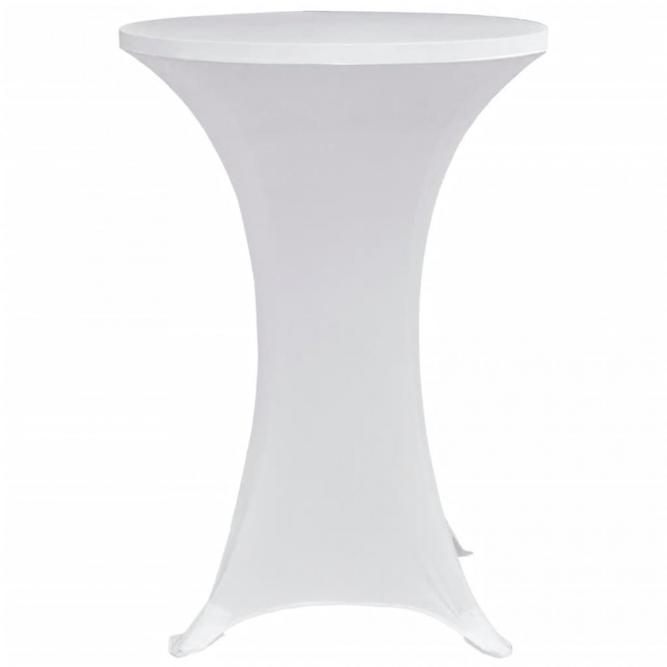Husă de masă cu picior Ø70 cm, 4 buc., alb, elastic