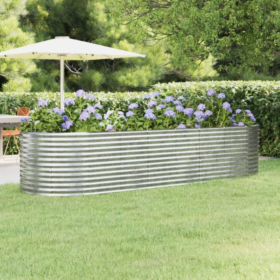 Jardinieră, argintiu, 322x100x68 cm, oțel vopsit electrostatic