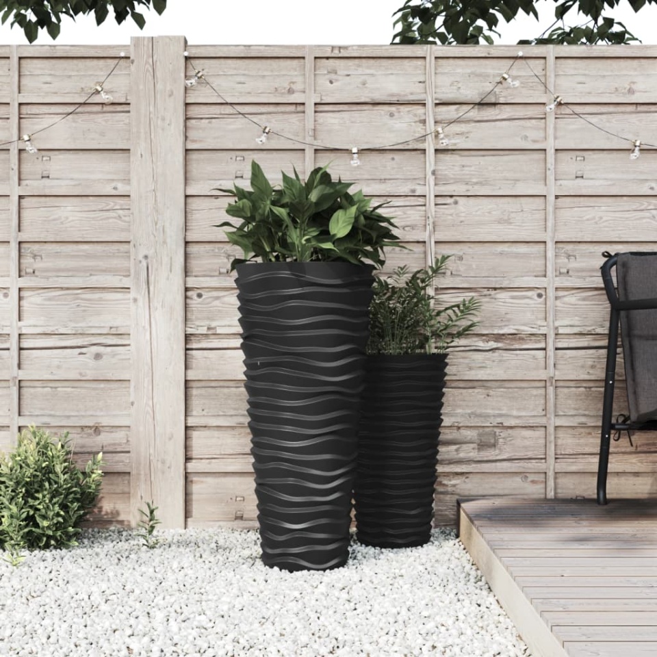Jardinieră cu interior detașabil, antracit 18 / 45 L PP canelat
