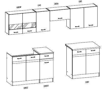 Kitchen eliza 260 kpl. r.bright/oak venge