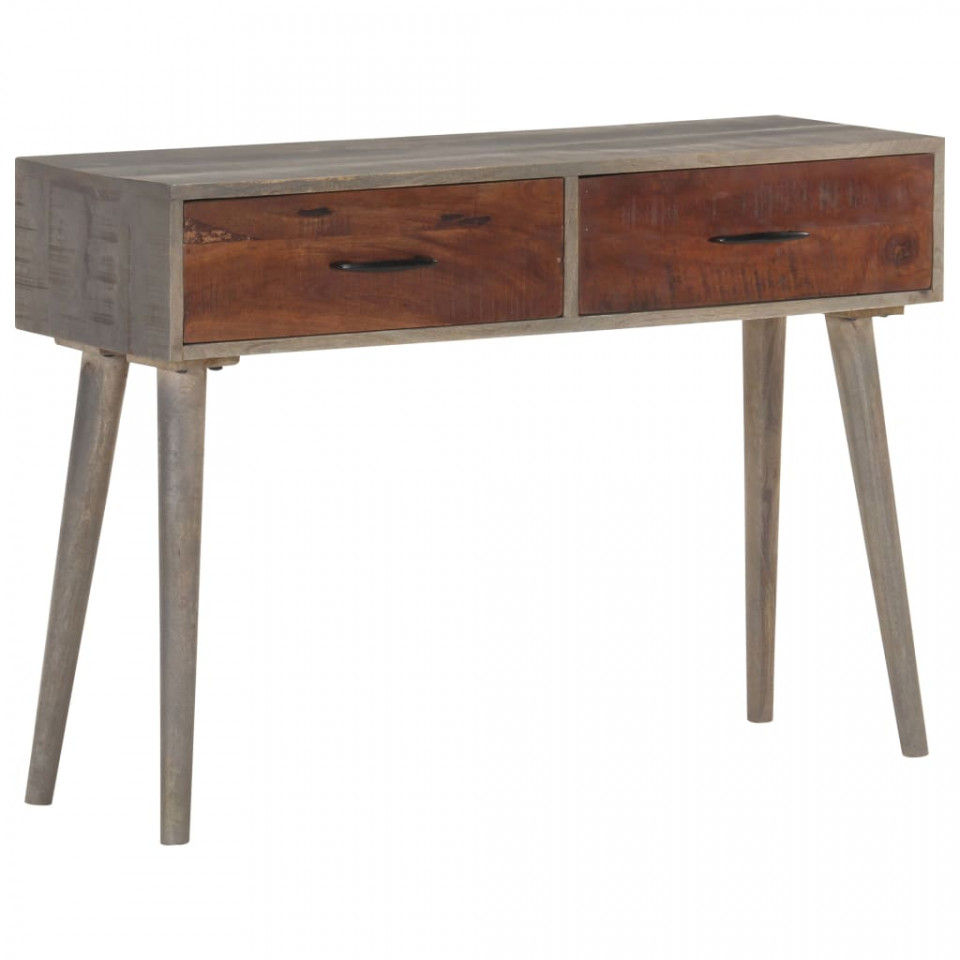 Masă consolă, gri, 110x35x75 cm, lemn masiv de mango nefinisat