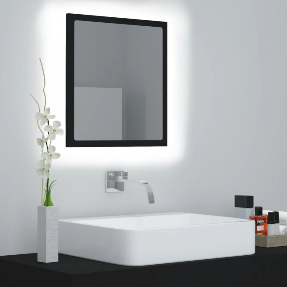 Poza Oglinda de baie cu LED, negru, 40x8,5x37 cm, PAL