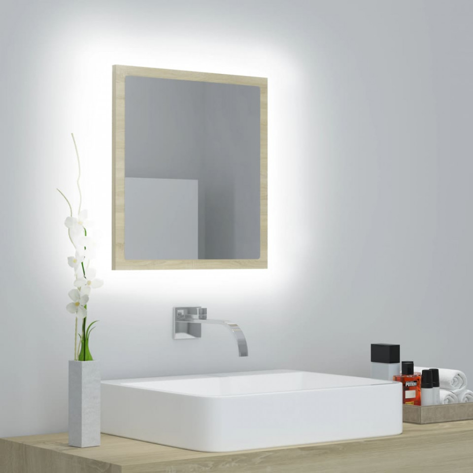 Poza Oglinda de baie cu LED, stejar sonoma, 40x8,5x37 cm, PAL