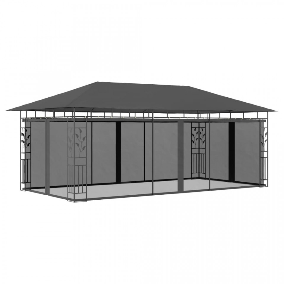Pavilion cu plasă anti-țânțari, antracit, 6 x 3 x 2,73 m 273
