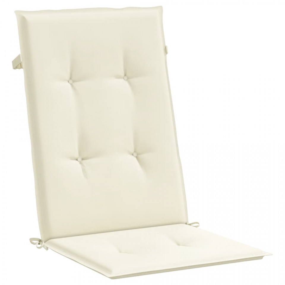 Perne scaun cu spătar înalt, 2 buc., crem, 120x50x3 cm, textil