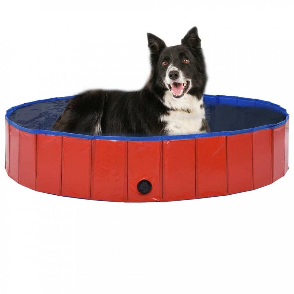 Piscină pentru câini pliabilă, roșu, 160 x 30 cm, PVC Casa Practica imagine noua