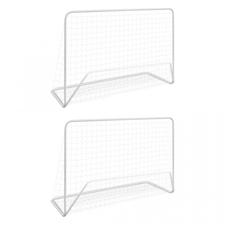 Porți de fotbal cu plase 2 buc. alb 182x61x122 cm oțel
