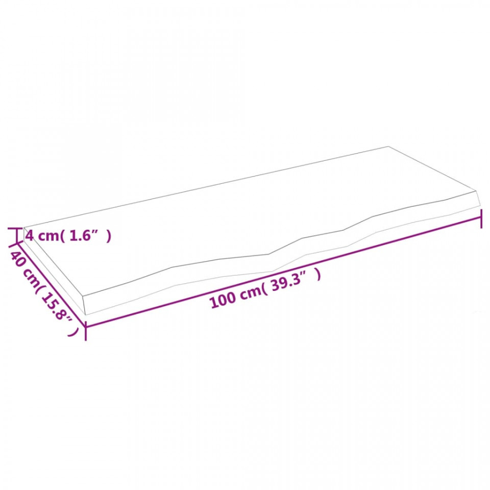 Raft de perete gri închis 100x40x4 cm lemn masiv stejar tratat