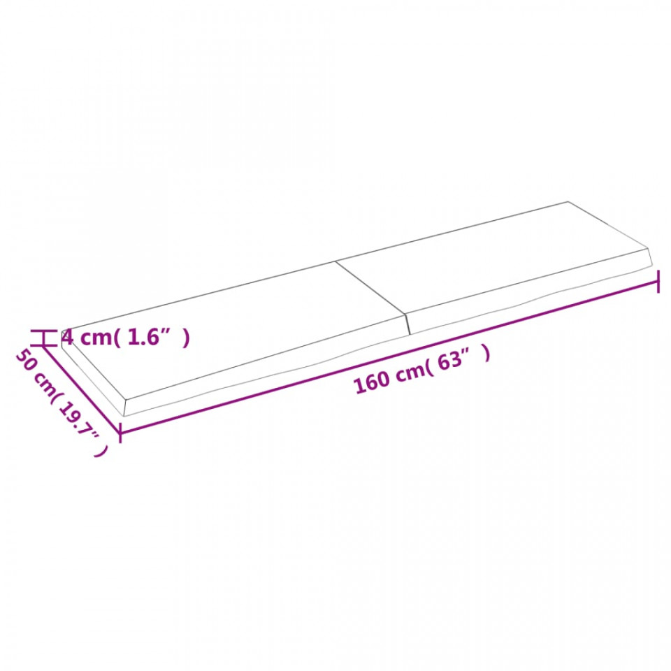 Raft de perete gri închis 160x50x4 cm lemn masiv stejar tratat