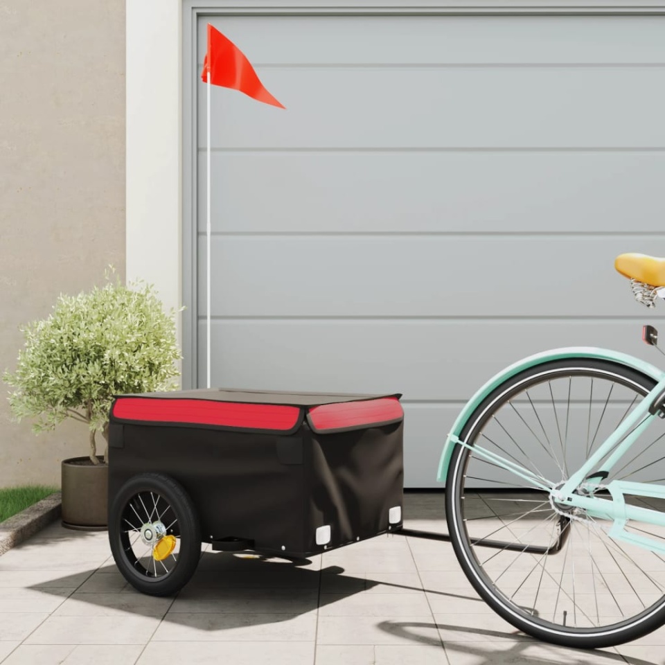 Remorcă pentru biciclete, negru și roșu, 30 kg, fier