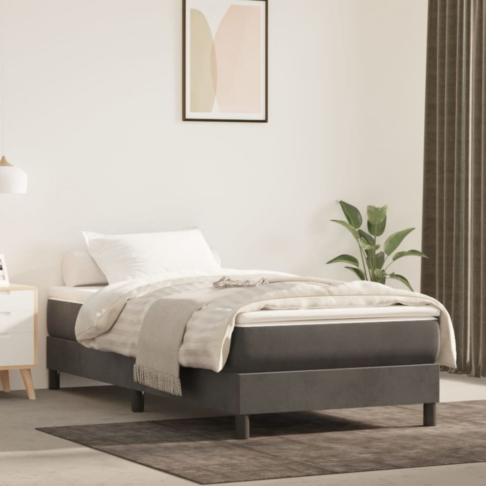 Saltea de pat cu arcuri, gri închis, 80x200x20 cm, catifea 80x200x20 imagine 2022 vreausaltea.ro