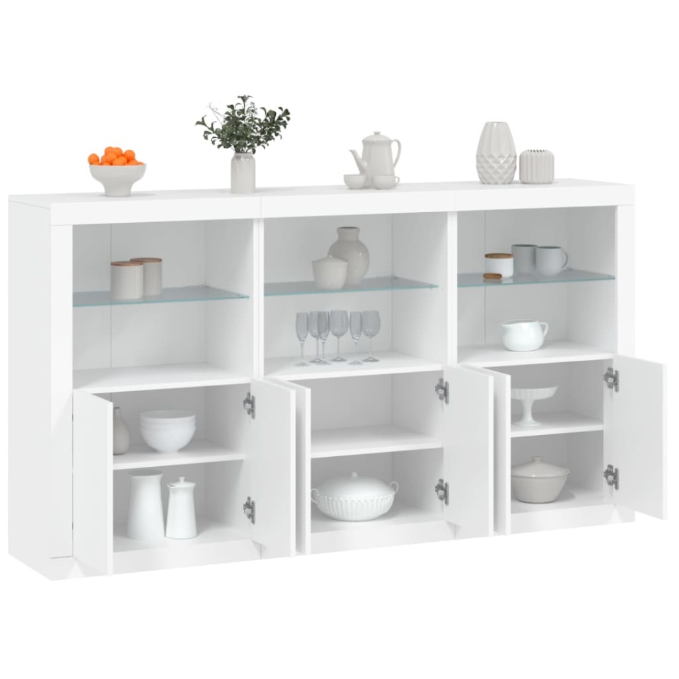 Servantă cu lumini LED, alb, 181,5x37x100 cm