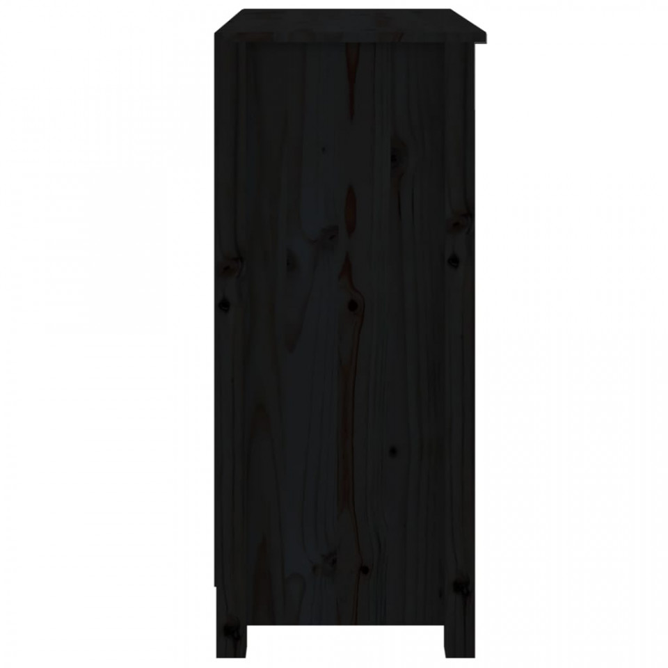Servantă, negru, 70x35x80 cm, lemn masiv de pin