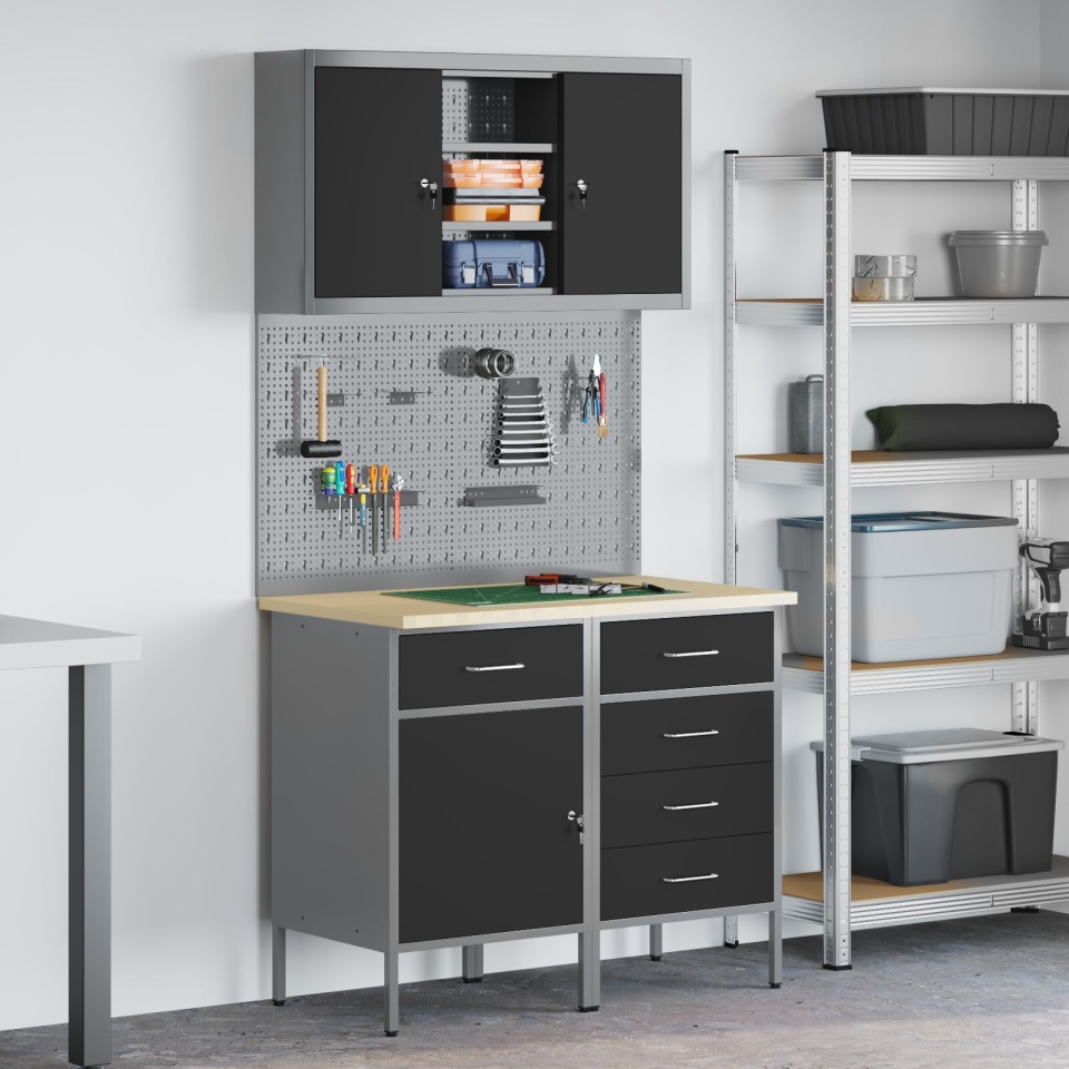 Set banc de lucru 5 piese oțel negru