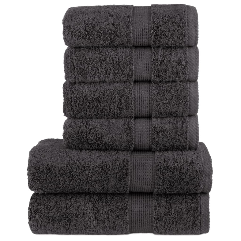 Set de prosoape premium 6 piese, antracit, 600 g/m² 100% bumbac
