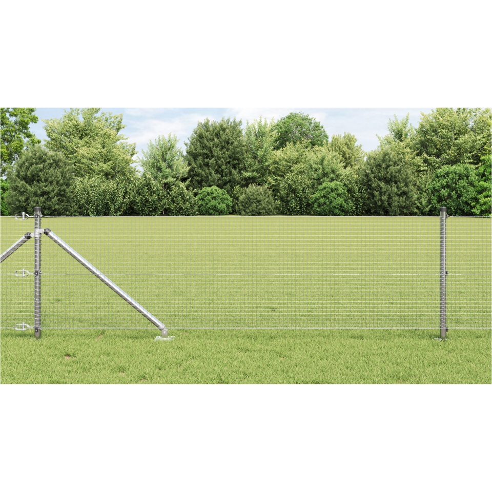 Set de stâlpi de gard Set de 2 Oțel galvanizat 25 x 0.5 m Durabil