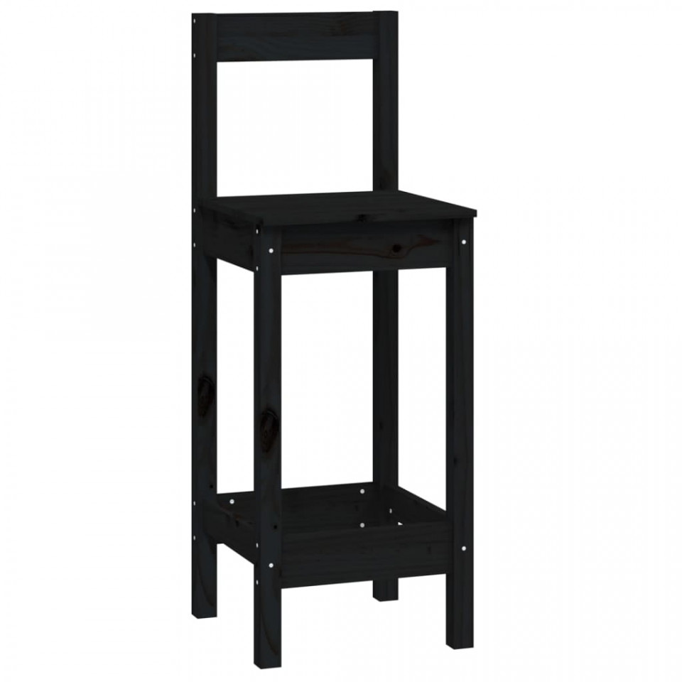 Set mobilier de bar, 5 piese, negru, lemn masiv de pin