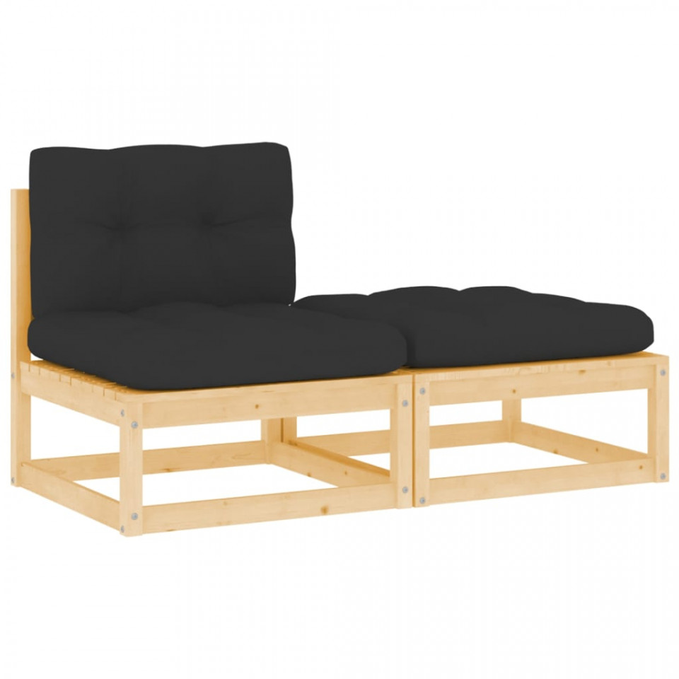 Set mobilier grădină cu perne, 2 piese, lemn masiv de pin