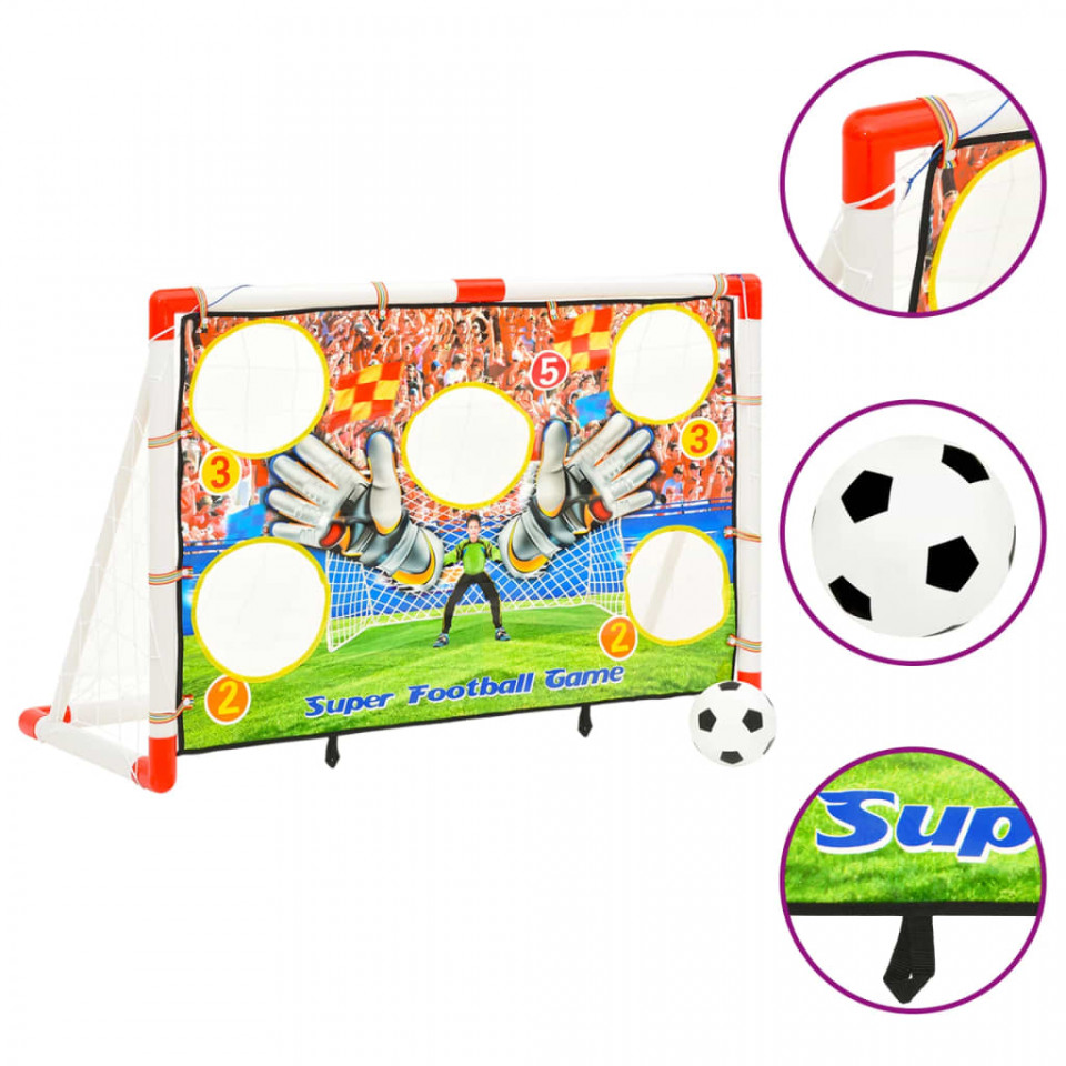 Set poartă de fotbal copii cu perete de poartă 120x51x77,5 cm Casa Practica imagine noua