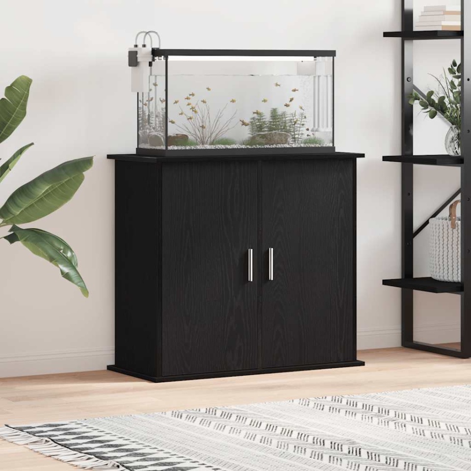 Suport acvariu Stejar negru 81x36x73 cm Lemn prelucrat