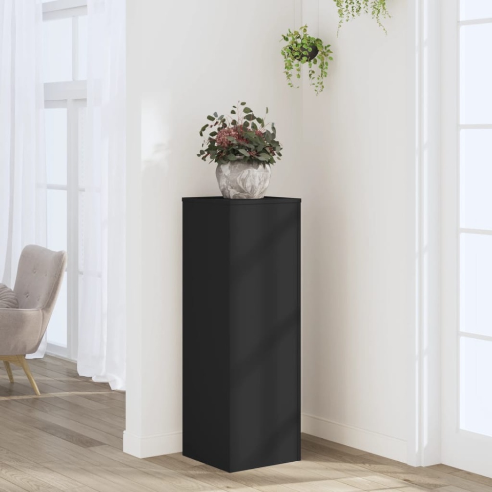 Suport de plante, negru, 33x33x100 cm, lemn prelucrat