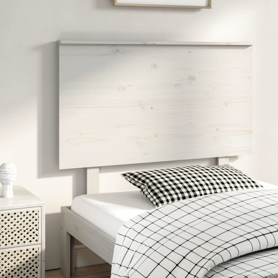 Poza Tablie de pat, alb, 94x6x82,5 cm, lemn masiv de pin