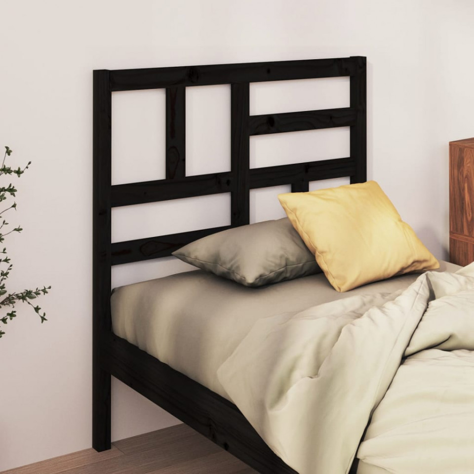 Poza Tablie de pat, negru, 96x4x104 cm, lemn masiv de pin