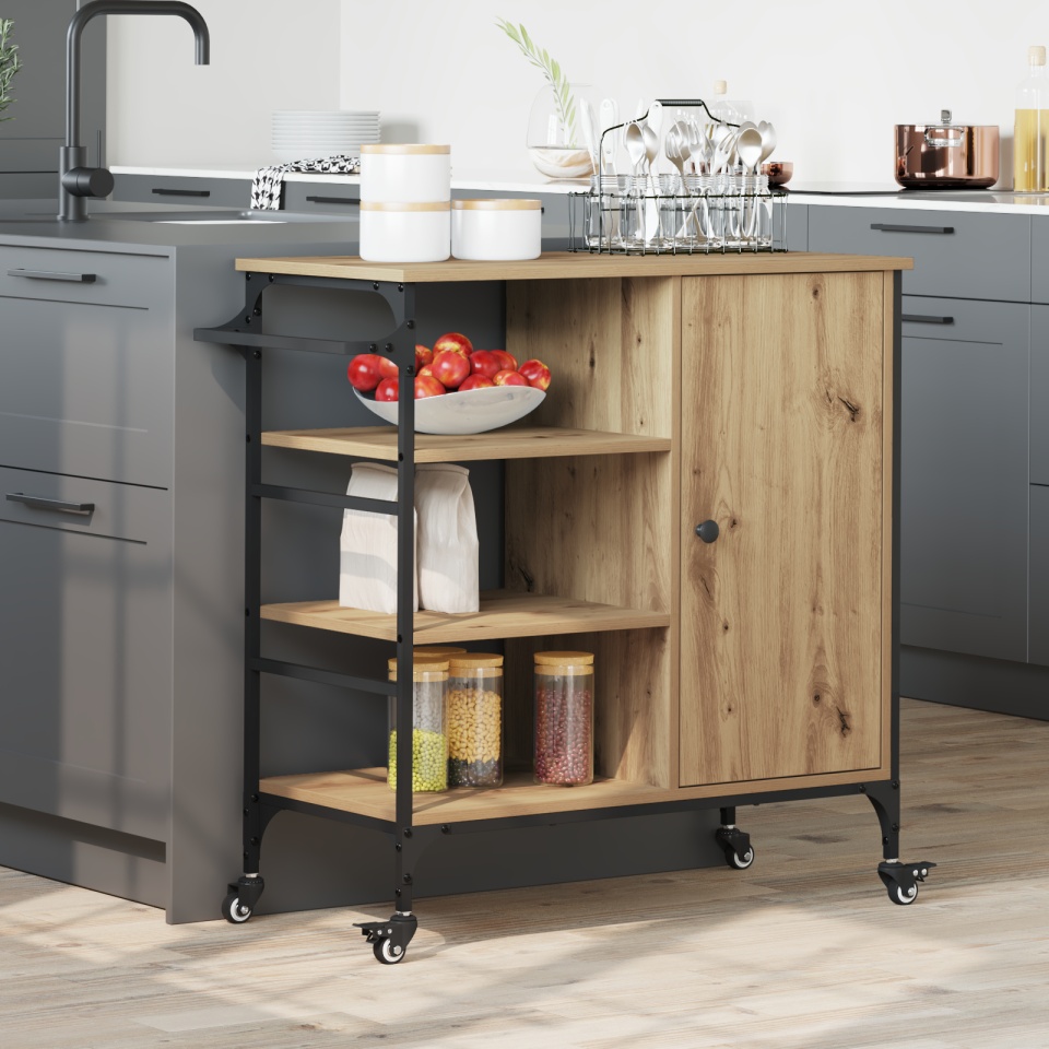 Trolley de bucătărie Stejar Natural 87.5x38.5x84.5 cm Lemn prelucrat