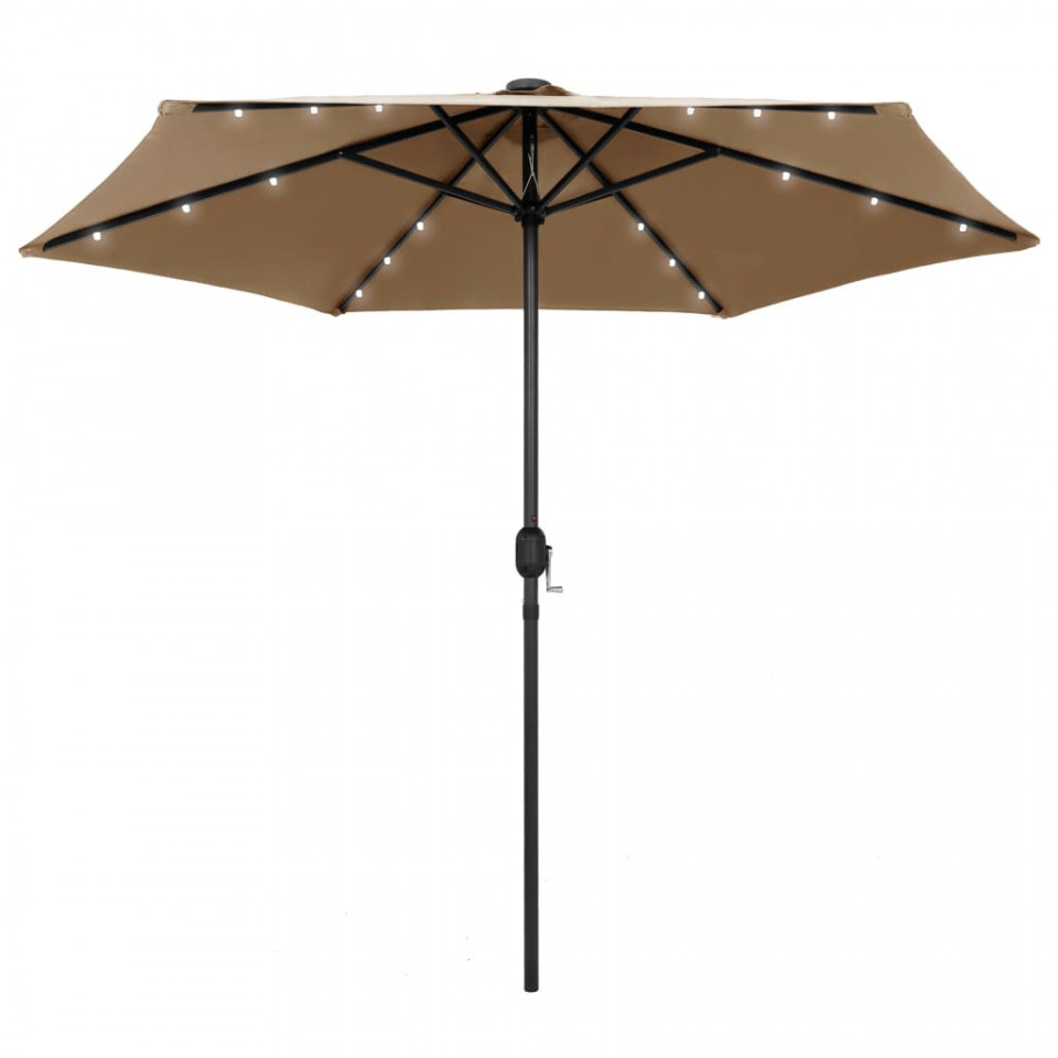 Poza Umbrela de soare cu LED si stalp aluminiu, gri taupe, 270 cm