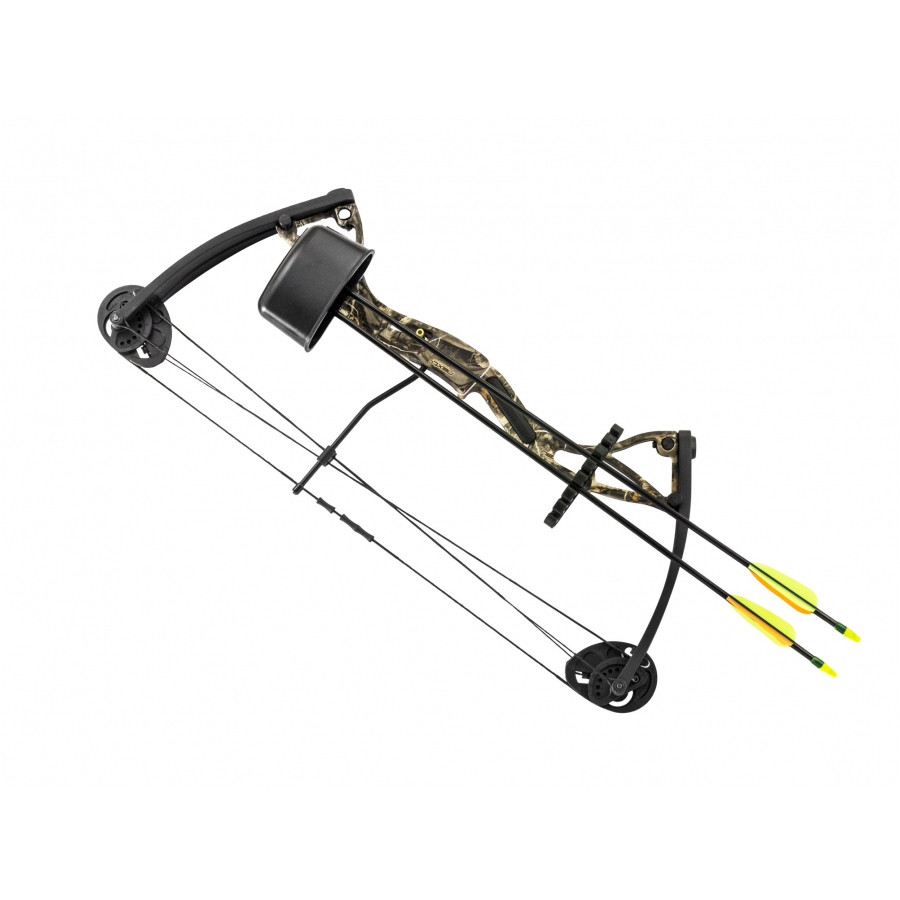 Arc compound cu sageti EK Archery Buster, 15-29 Lbs , RH, pentru copii si adolescenti, model camuflaj