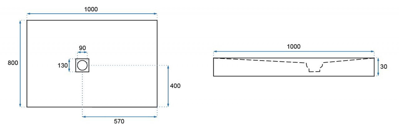 Cadita dus dreptunghiulara Rea Stone 80x100 negru