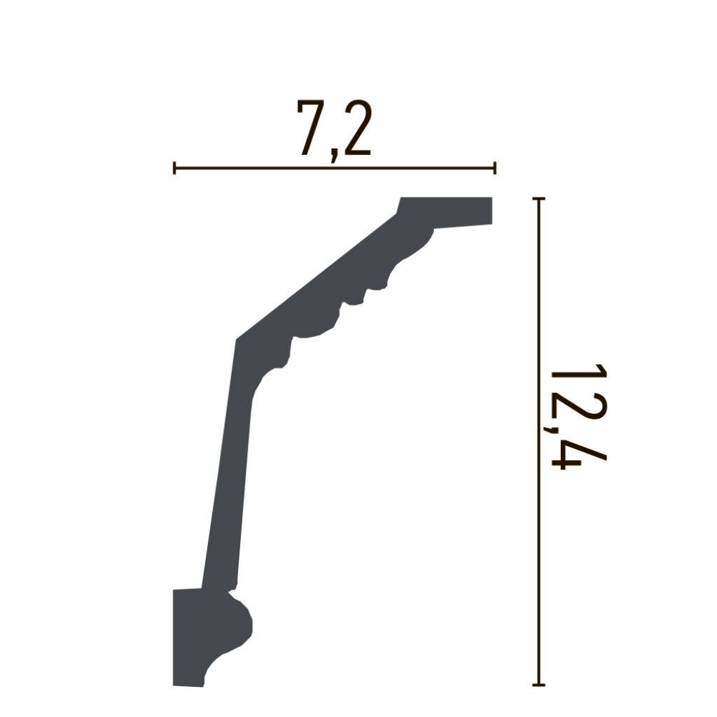 Cornisa decorativa din poliuretan Flexibil C745F - 12.4x7.2x200 cm