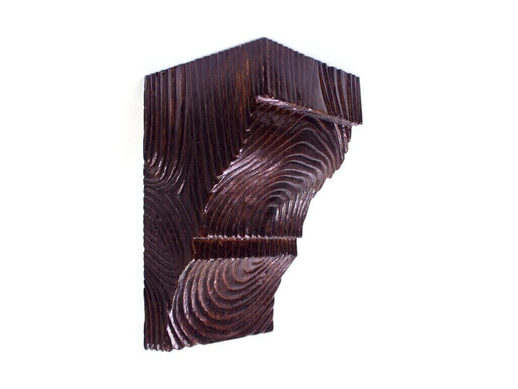 Consola decorativa din poliuretan, maro inchis, rustic, EQ036D - 12x12x20 cm