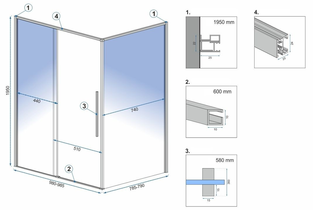 Cabina de dus dreptunghiulara Rea Solar cu usa glisanta 80x100 auriu