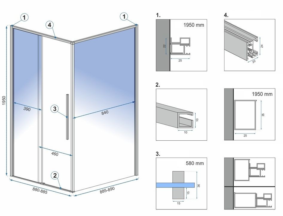 Cabina de dus patrata Rea Solar cu usa glisanta 90x90 negru mat